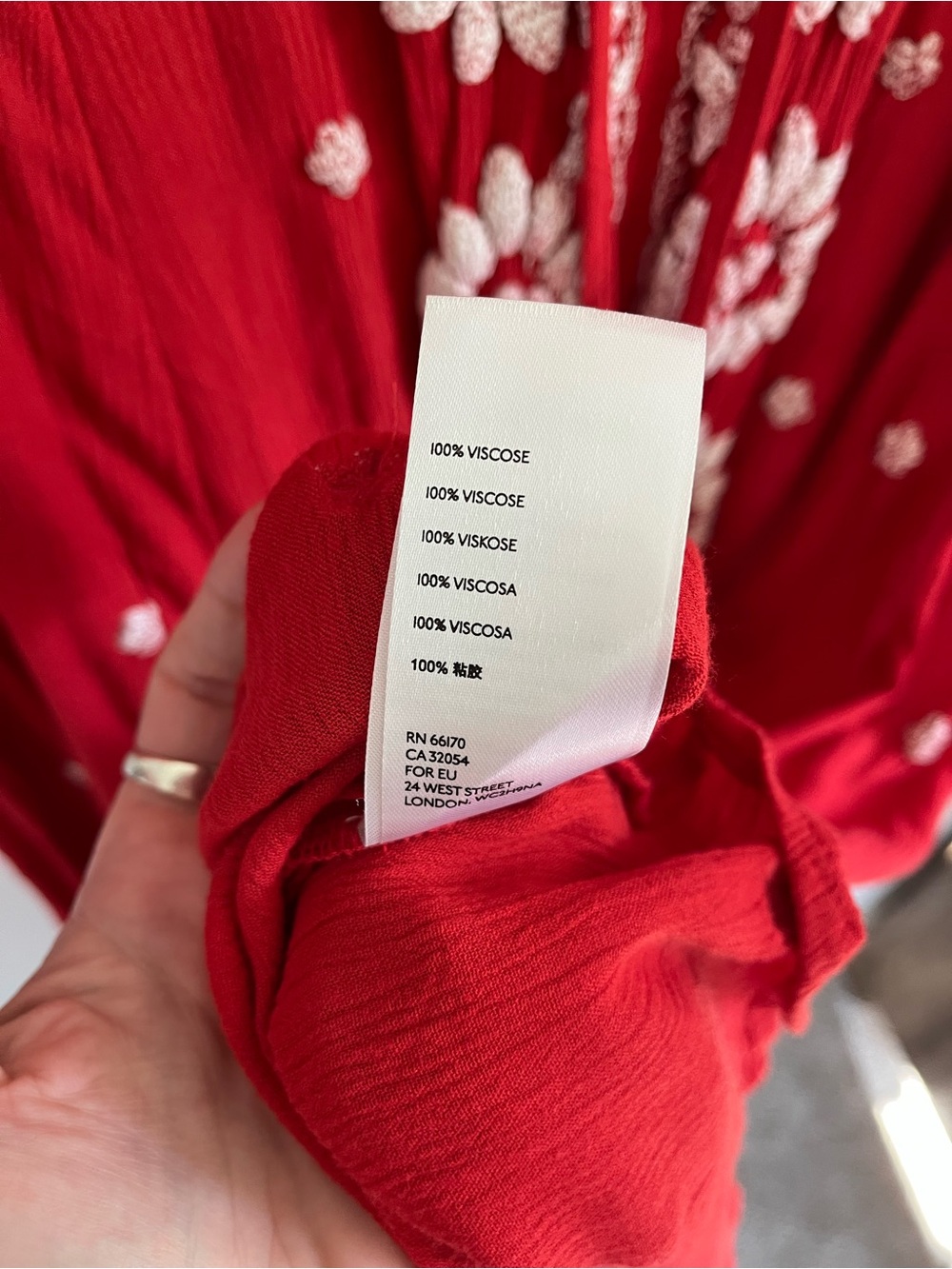 Free People Embroidered Fable Red Midi Dress Boho Flowy Hippie Lightweight Large - Picture 8 of 10